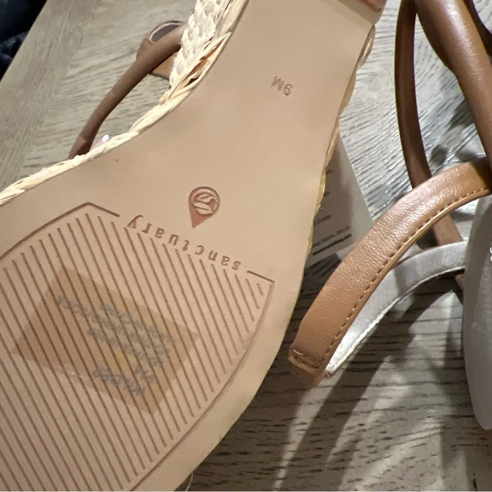 Sanctuary Tan Braided Espadrille Wedge Sandals